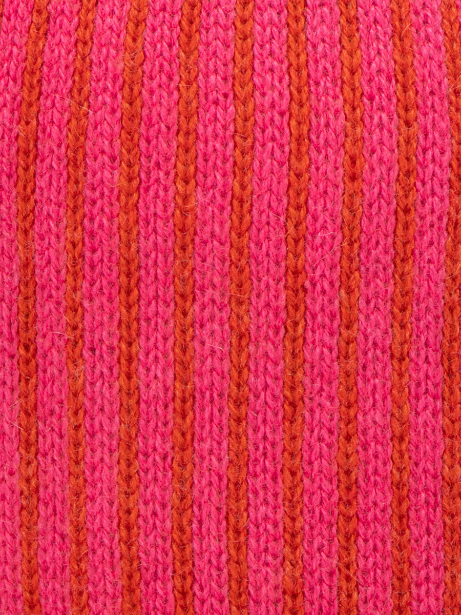 Pink Fairisle Hat fabric swatch.