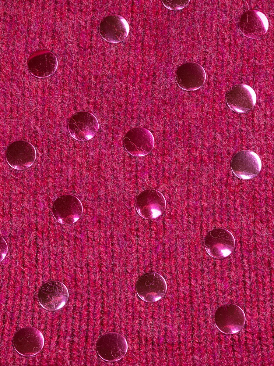 Berry Pink Polka Dot Cloche fabric swatch.