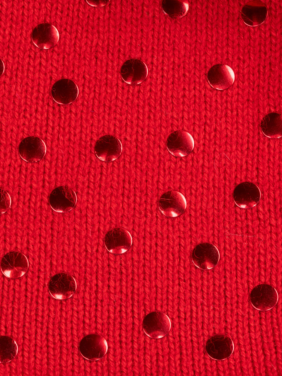 Cardinal Red fabric swatch for Polka Dot Cloche.