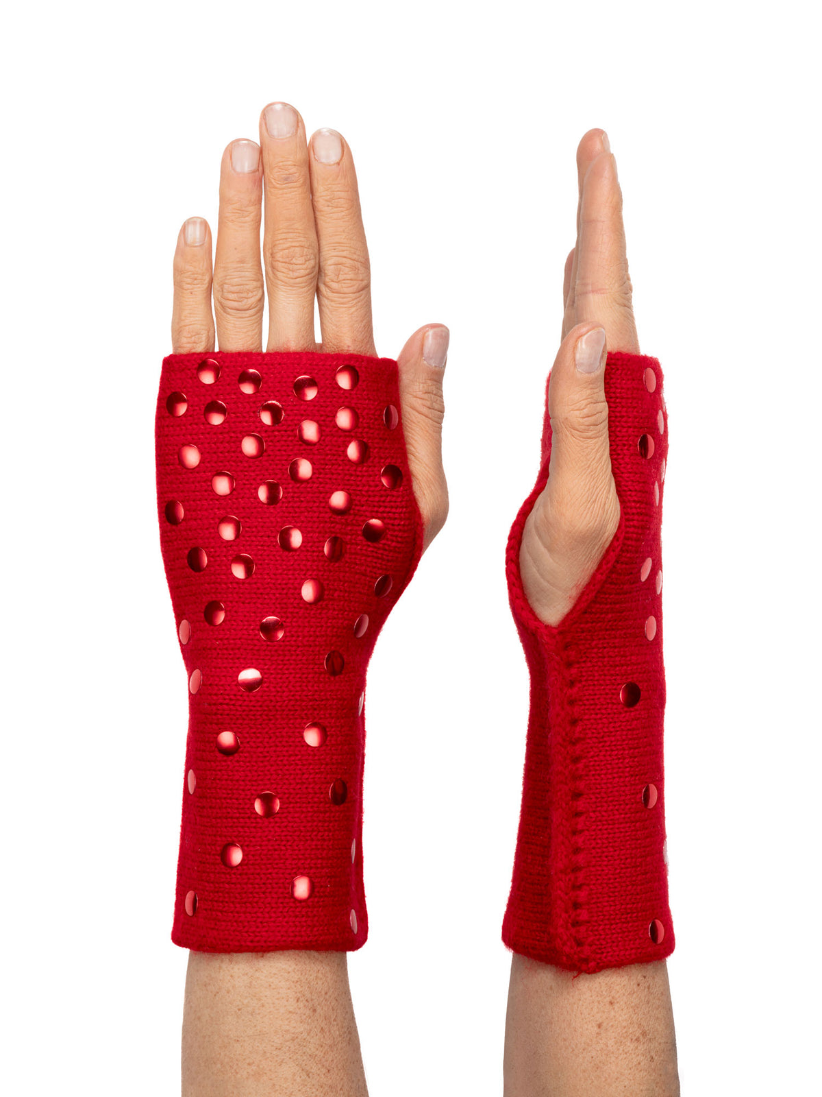 Cardinal Polka Dot Fingerless Gloves